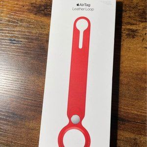 Apple Air Tag Leather Loop-Red